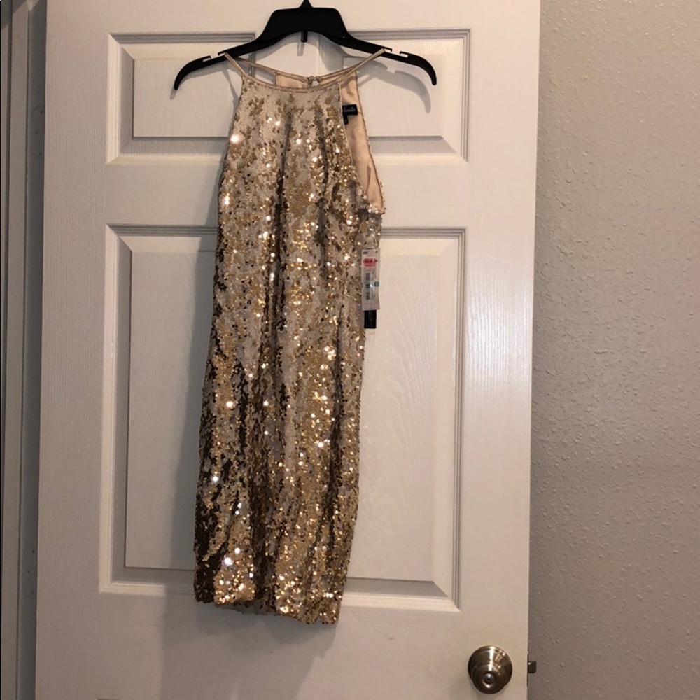Short Sequin Gold and Silver Dress